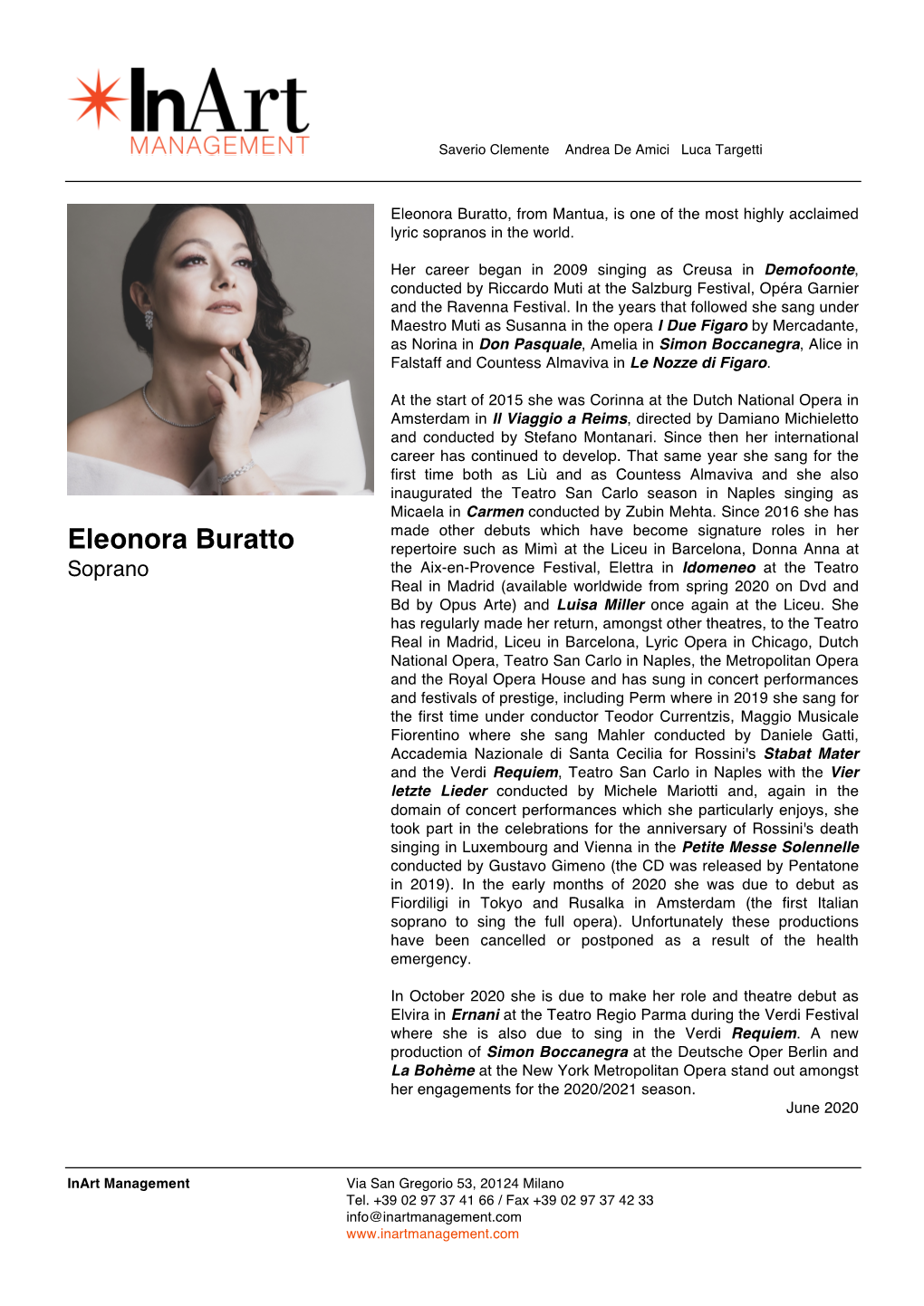 Eleonora Buratto, from Mantua, Is One of the Most Highly Acclaimed Lyric Sopranos in the World