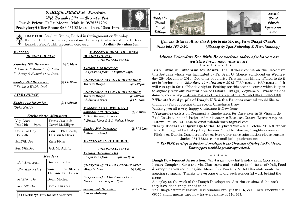 DUAGH PARISH Newsletter