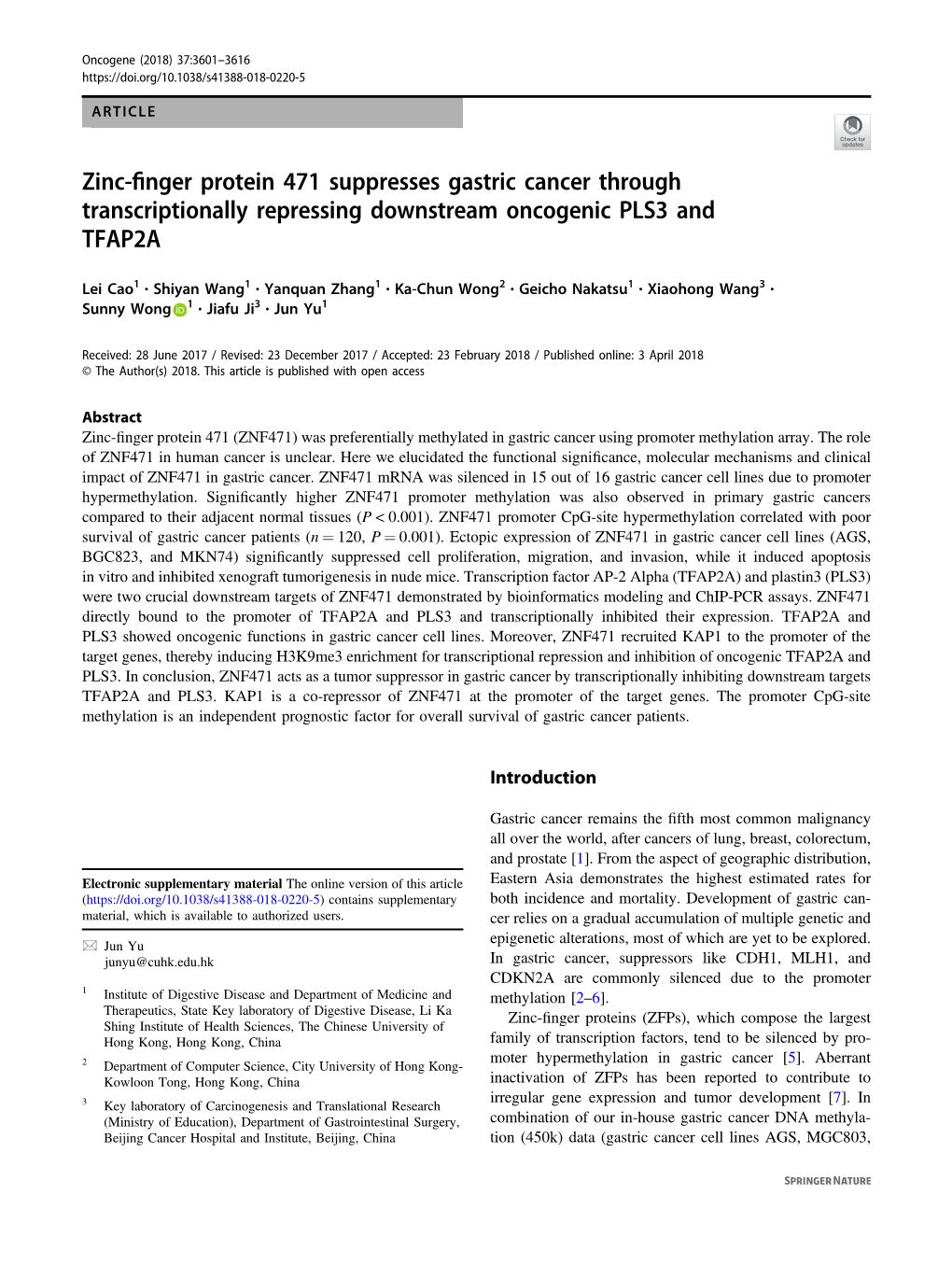 Zinc-Finger Protein 471 Suppresses Gastric Cancer Through
