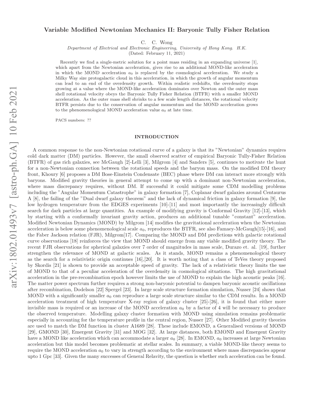 Arxiv:1802.01493V7 [Astro-Ph.GA] 10 Feb 2021 Ceeainbtti Oe Eoe Rbeai Tselrsae.I Scales