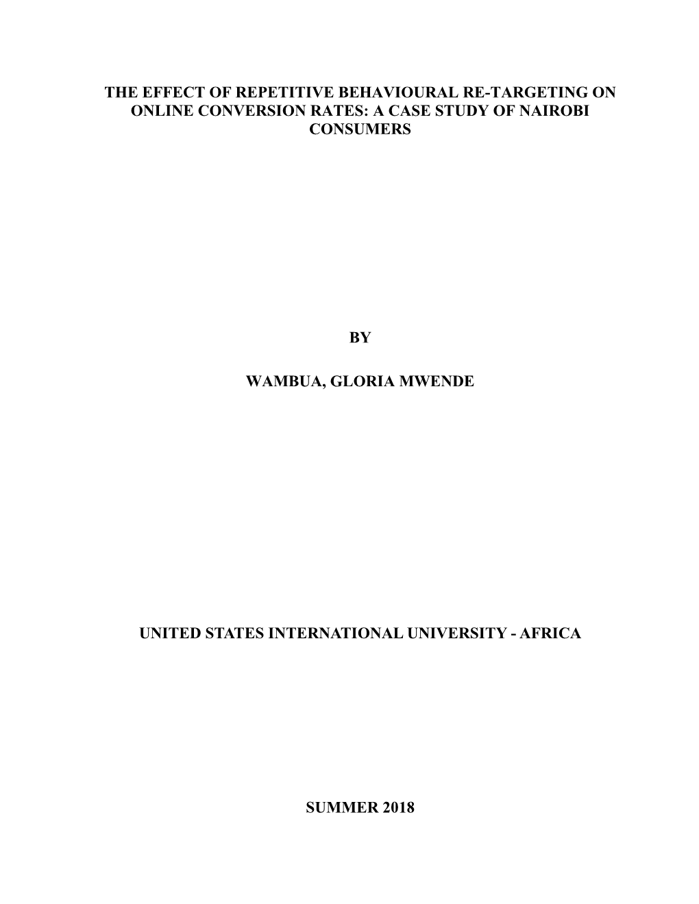 A Case Study of Nairobi Consumers by Wambua, Glori