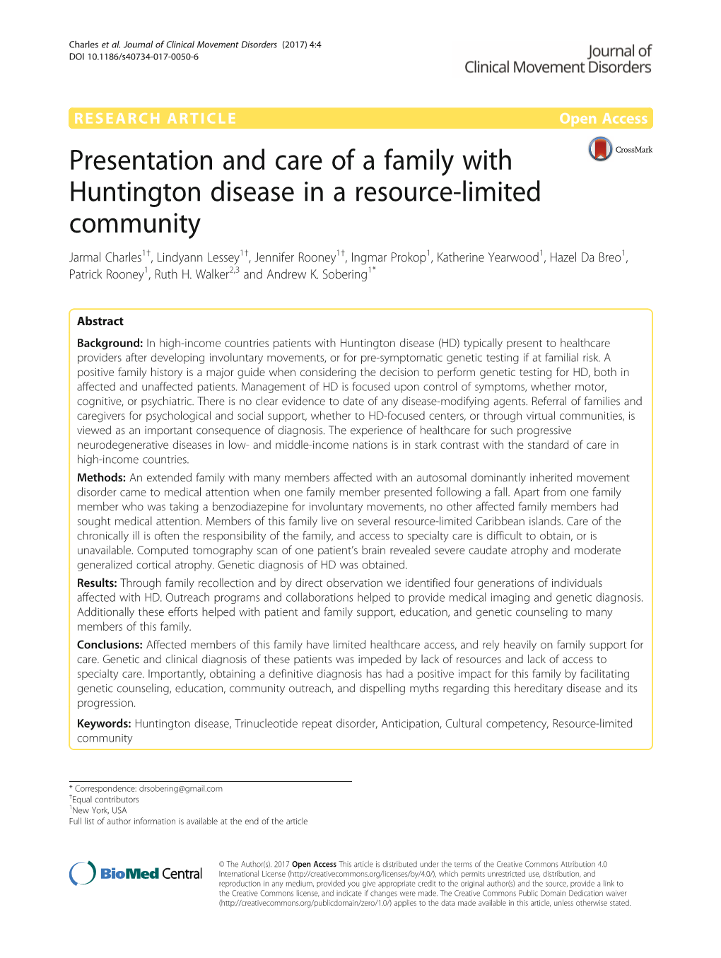 Presentation and Care of a Family with Huntington Disease in a Resource