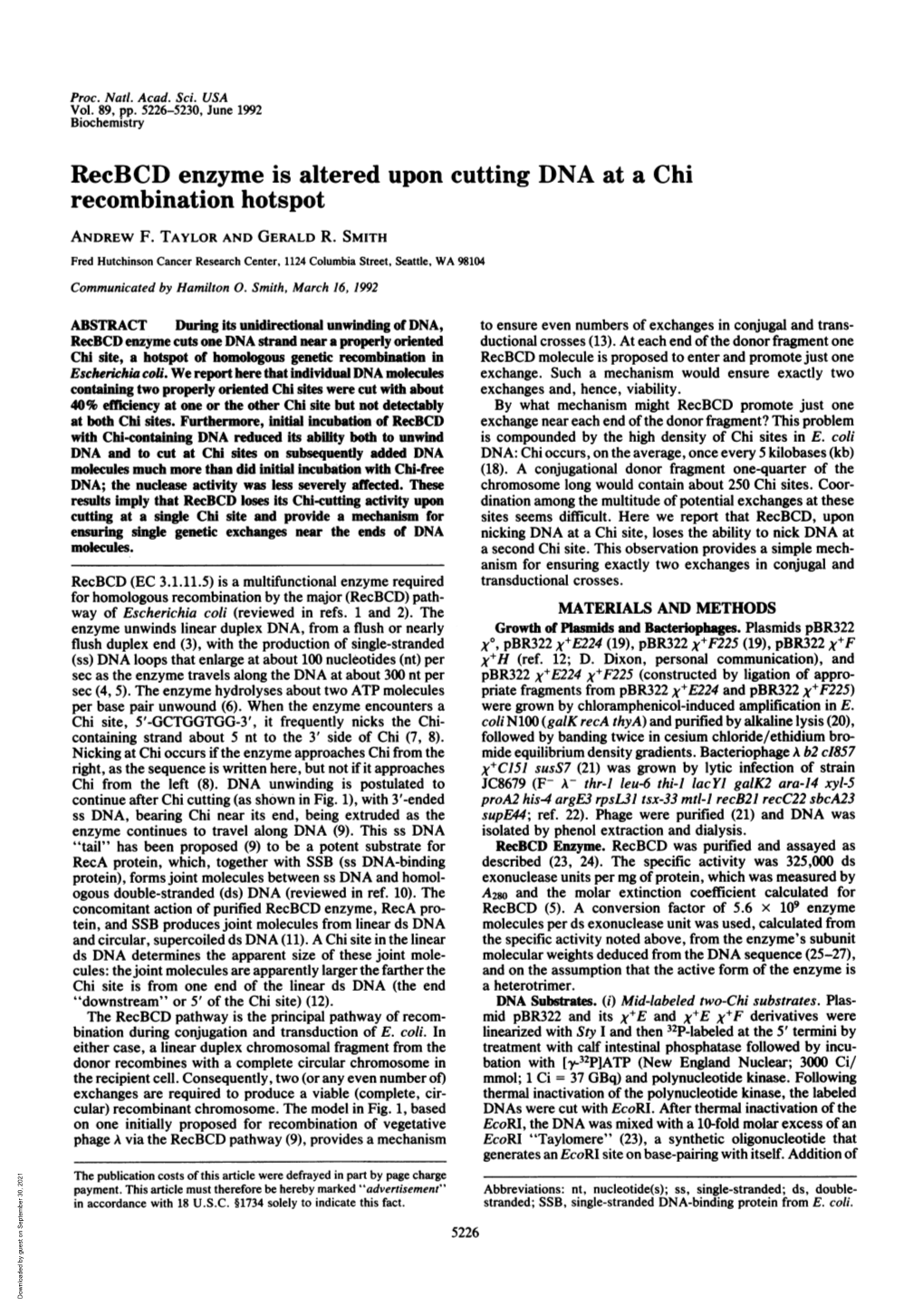 Recombination Hotspot ANDREW F