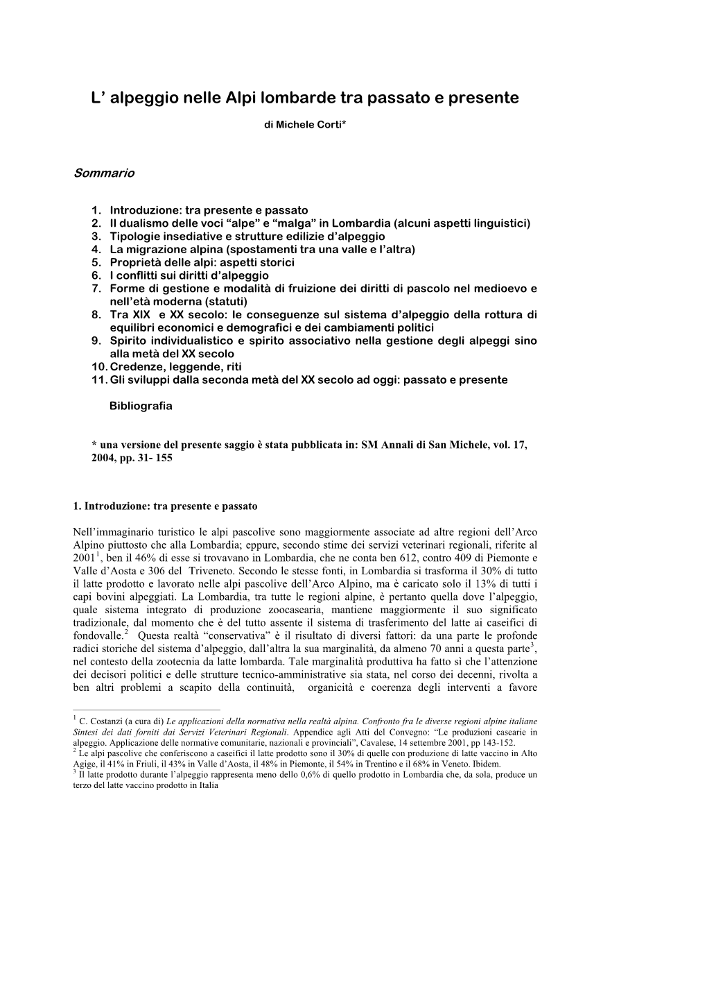 L'alpeggio Nelle Alpi Lombarde Tra Passato E Presente