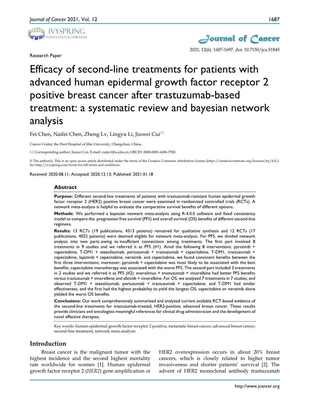 Efficacy of Second-Line Treatments for Patients with Advanced Human Epidermal Growth Factor Receptor 2 Positive Breast Cancer Af