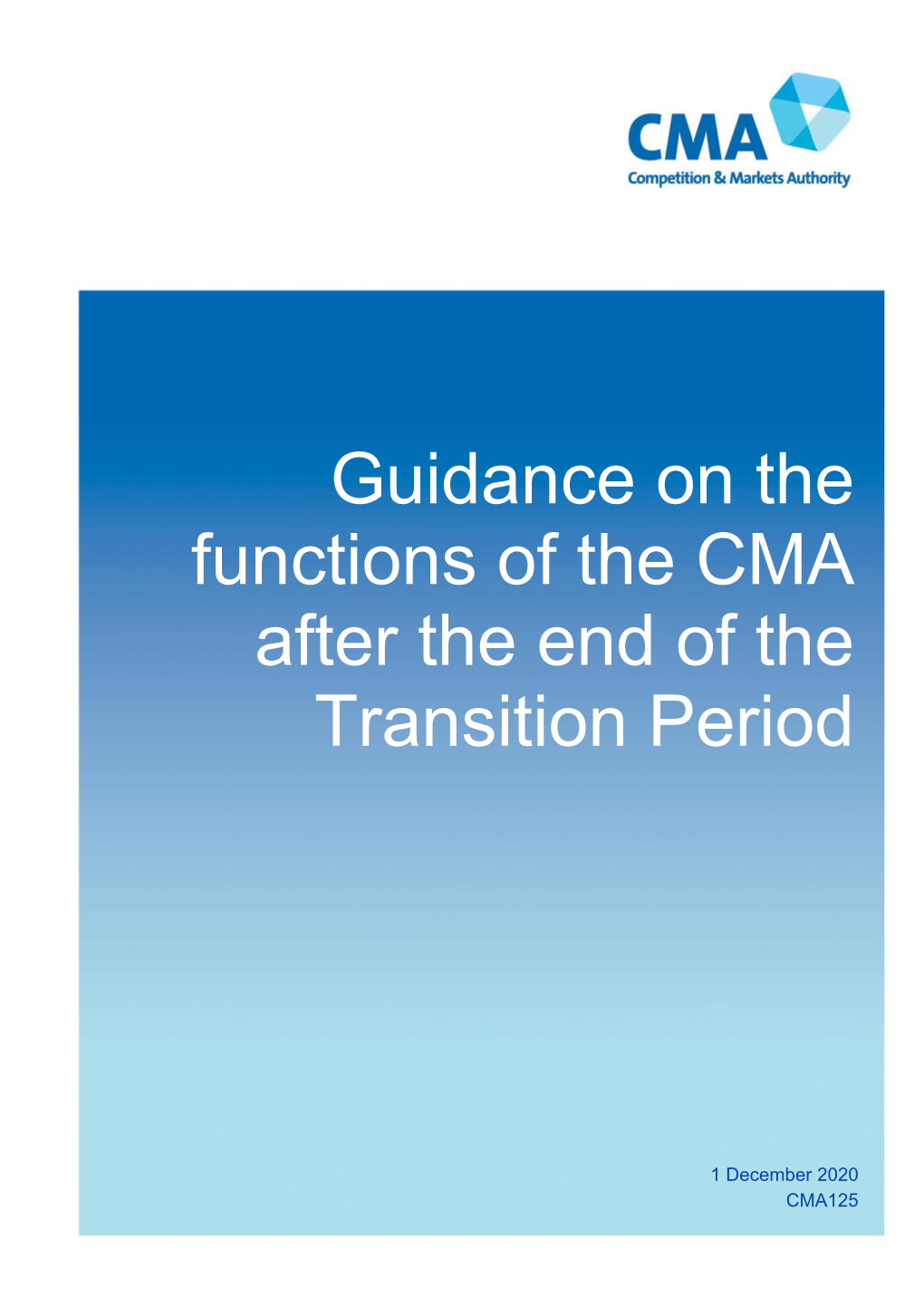 Guidance on the Functions of the CMA After the End of the Transition Period
