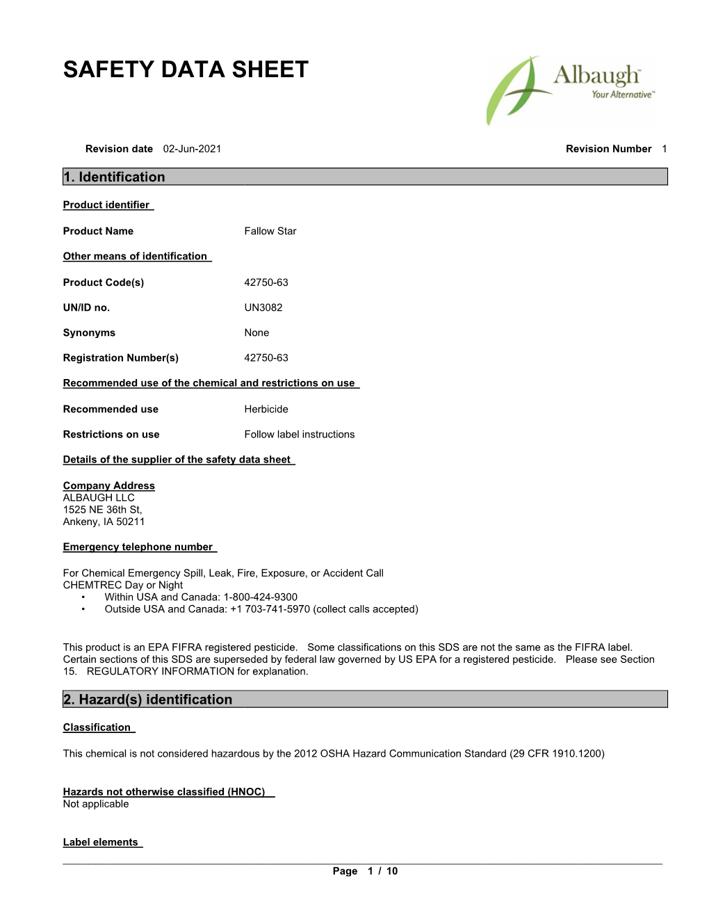 Safety Data Sheet