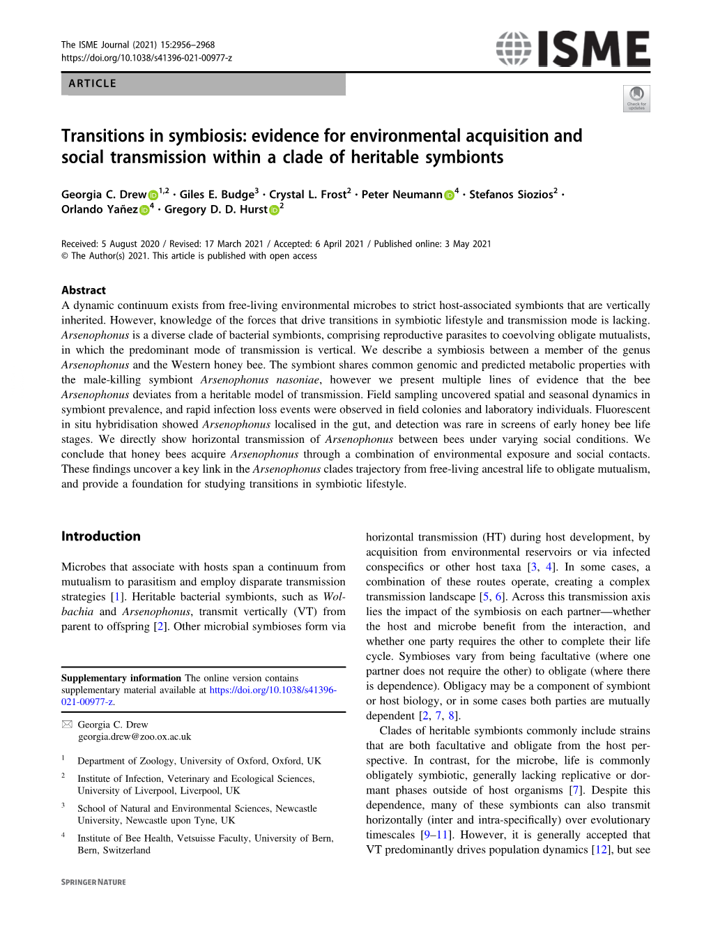 Transitions in Symbiosis: Evidence for Environmental Acquisition and Social Transmission Within a Clade of Heritable Symbionts