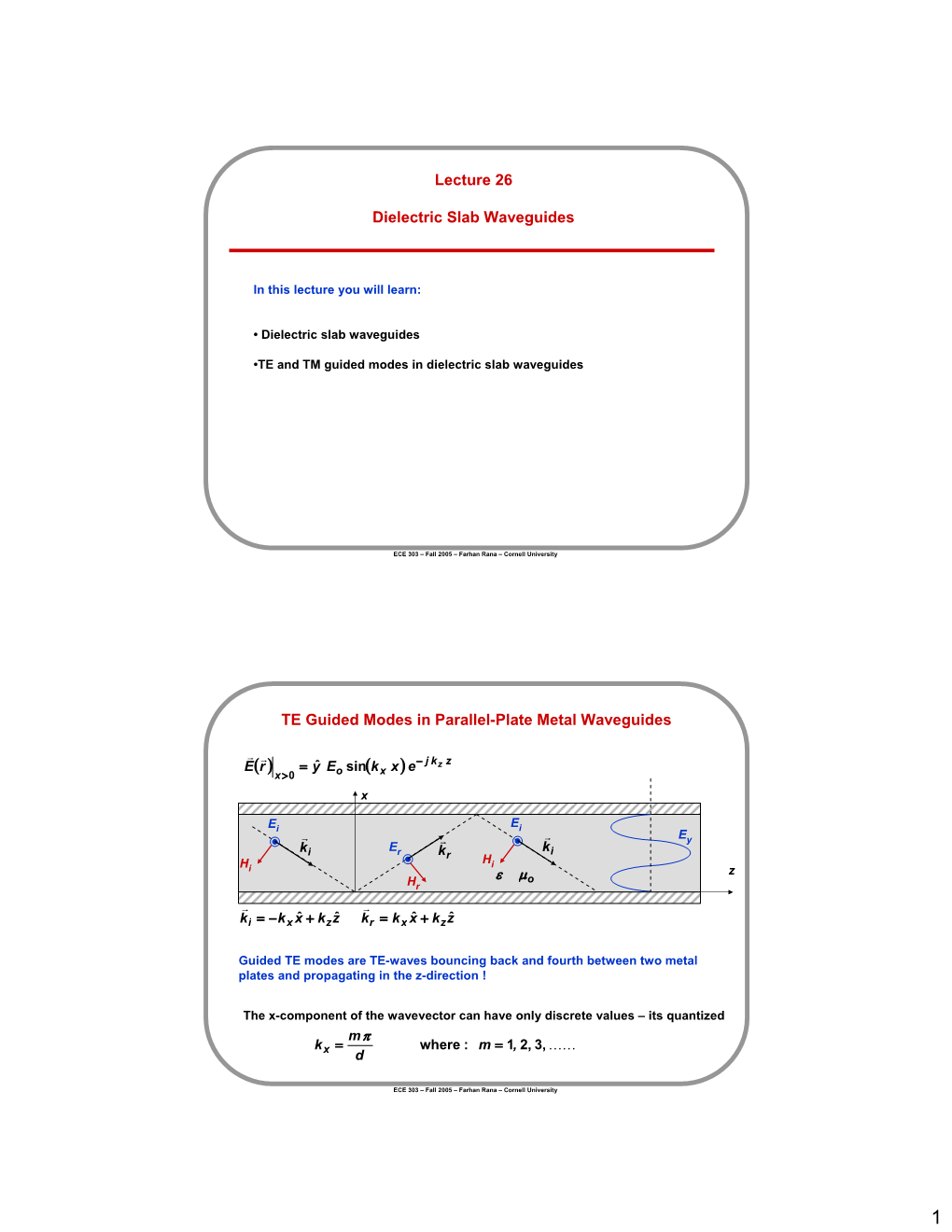 Lecture 26 Dielectric Slab Waveguides