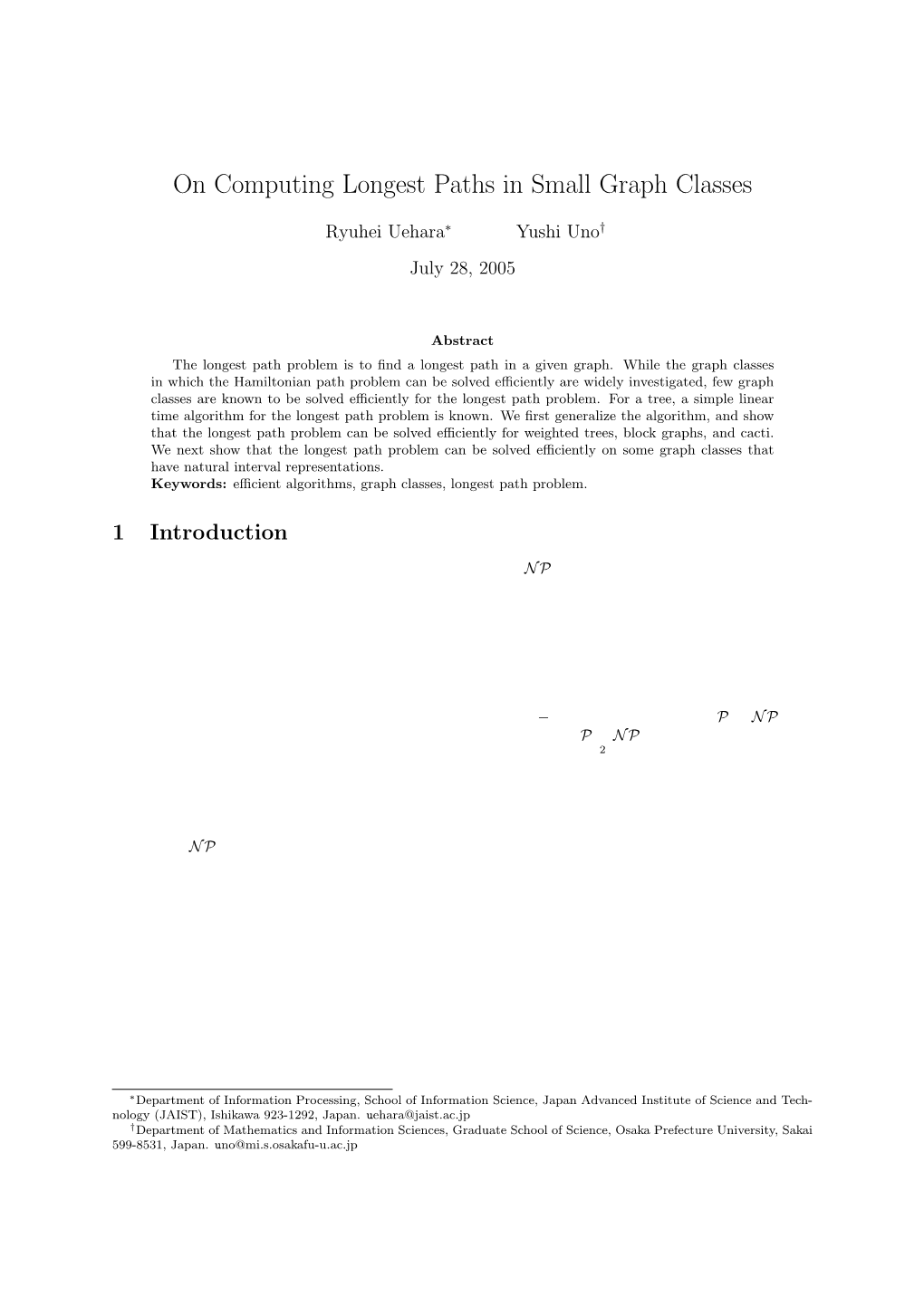 On Computing Longest Paths in Small Graph Classes