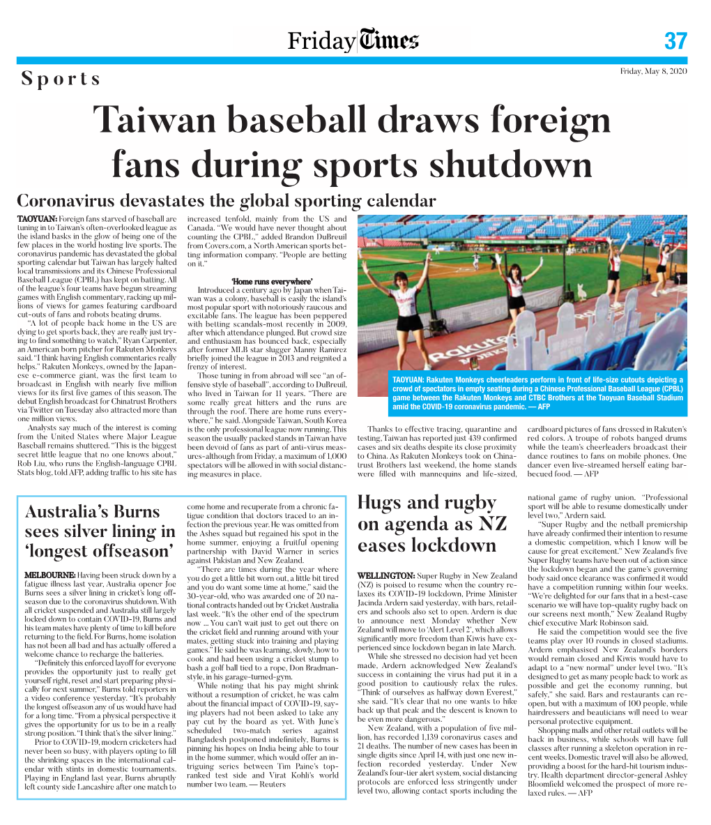 Taiwan Baseball Draws Foreign Fans During Sports Shutdown