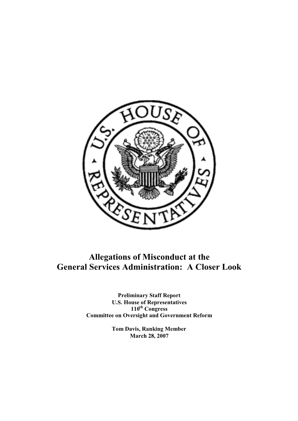 Allegations of Misconduct at the General Services Administration: a Closer Look