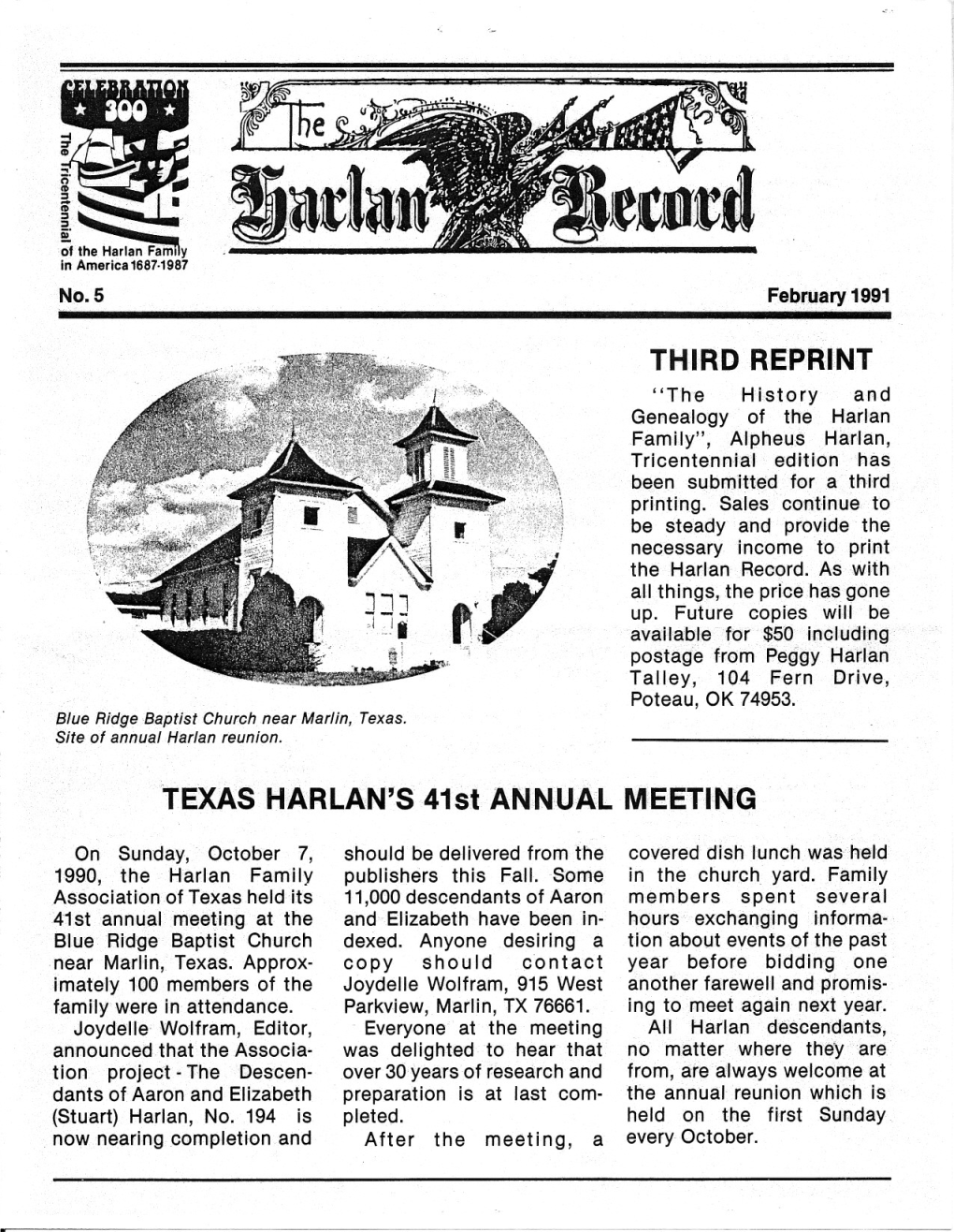 Harlan Record No. 5, Winter 1991