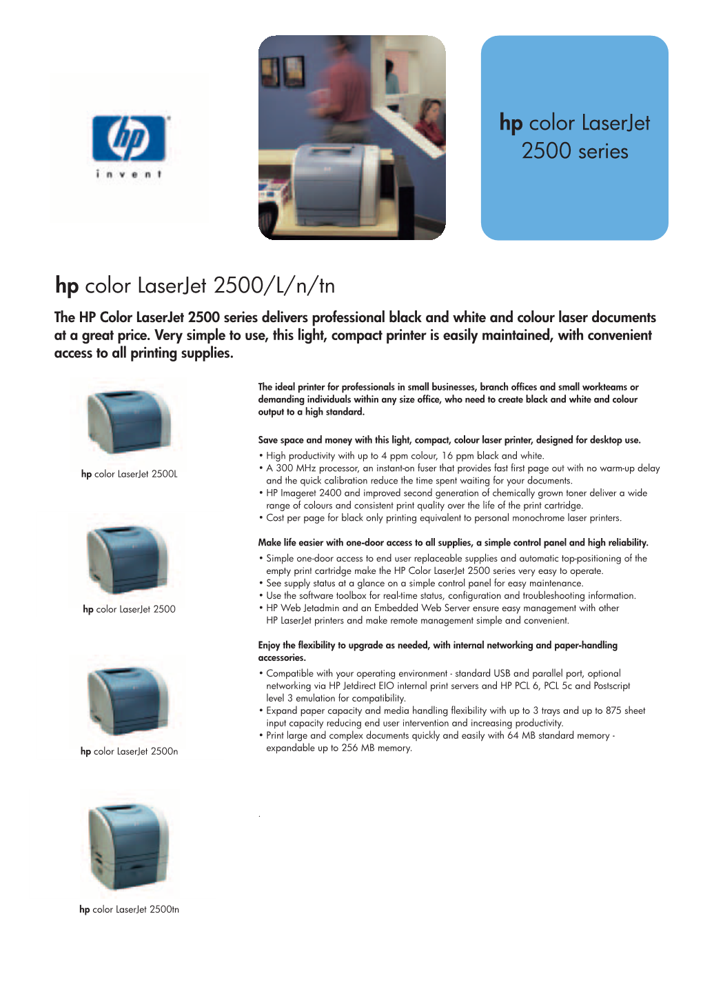 Hp Color Laserjet 2500 Series Hp Color Laserjet 2500/L/N/Tn