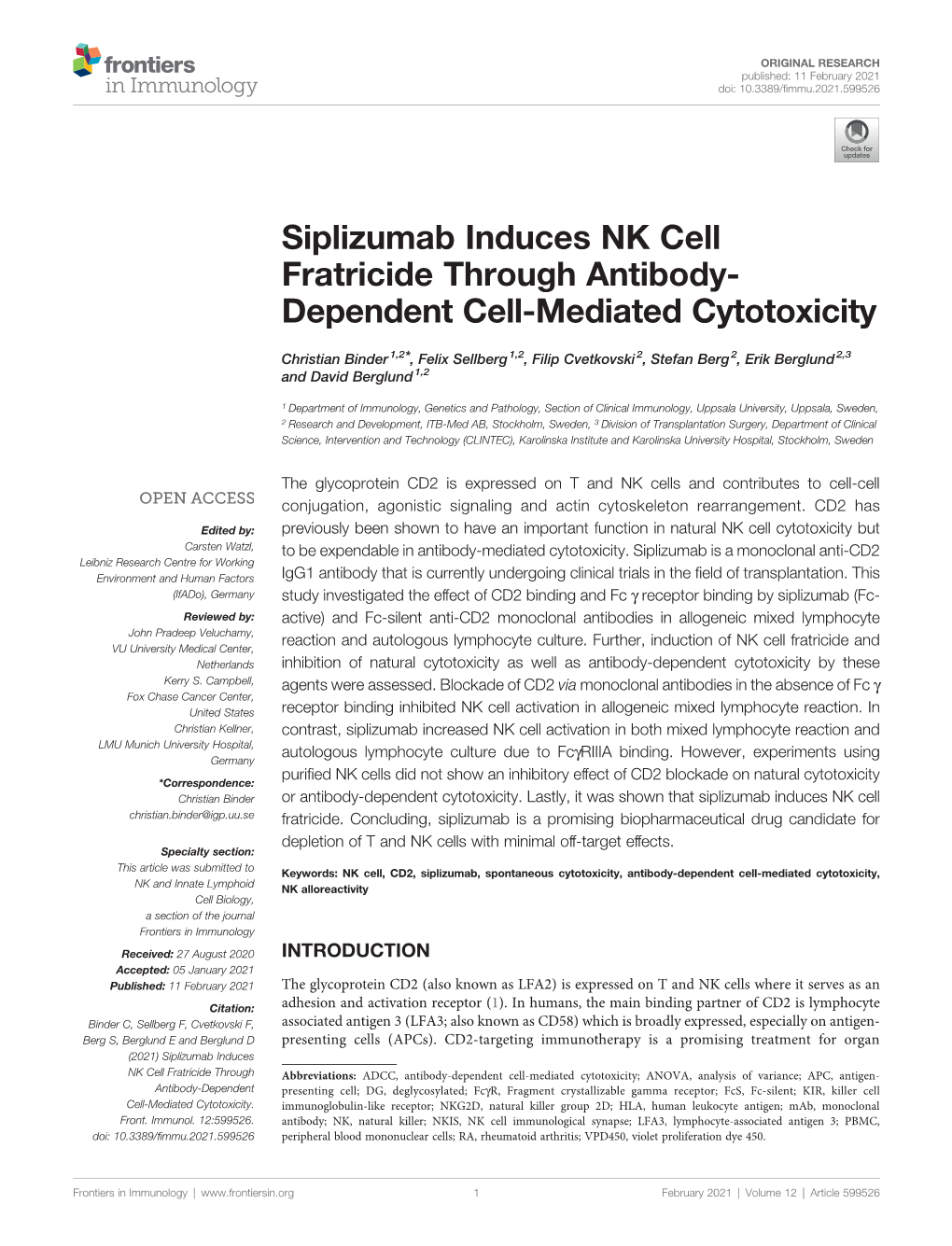 Siplizumab Induces NK Cell Fratricide Through Antibody-Dependent Cell
