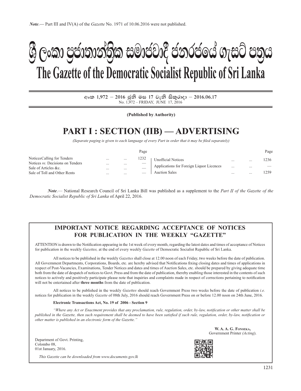 YS% ,Xld M%Cd;Dka;S%L Iudcjd§ Ckrcfha .Eiü M;%H the Gazette of the Democratic Socialist Republic of Sri Lanka