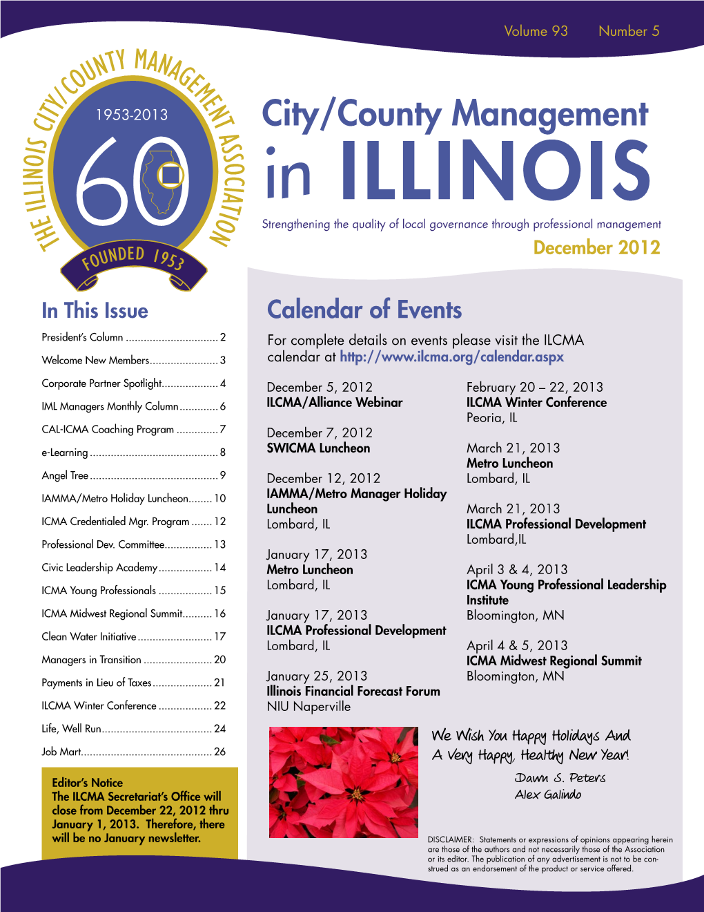 In ILLINOIS Strengthening the Quality of Local Governance Through Professional Management December 2012