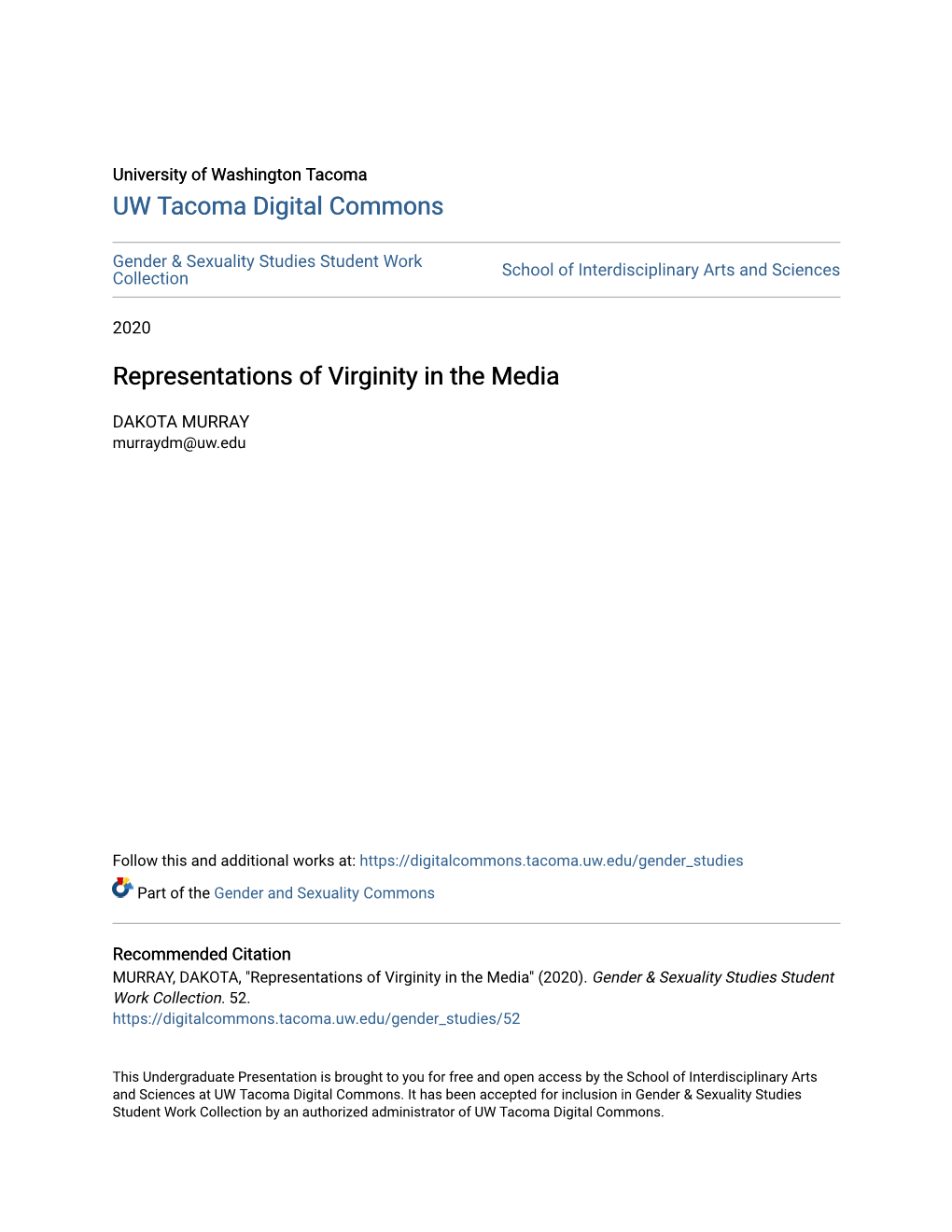 Representations of Virginity in the Media