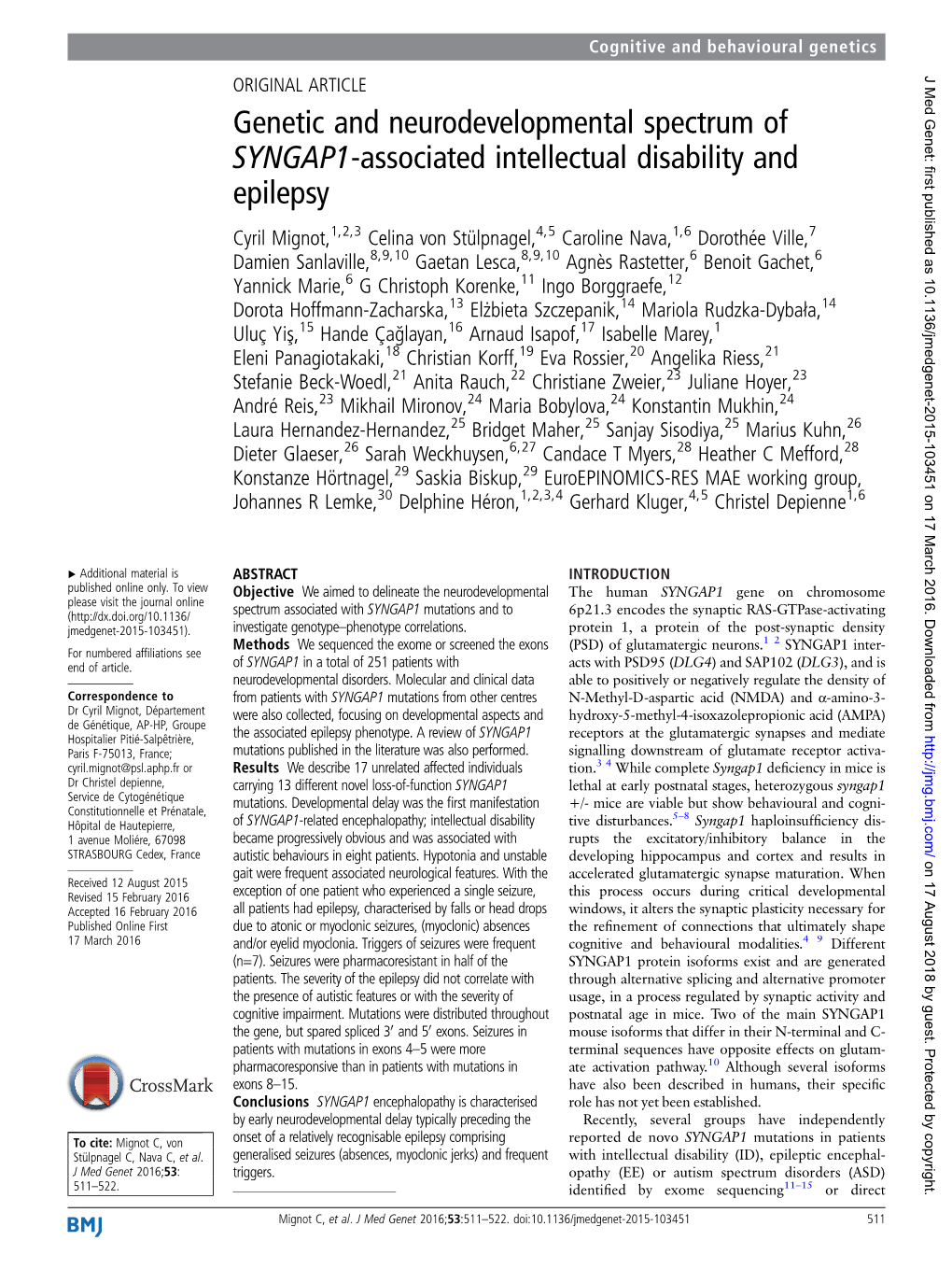 Genetic and Neurodevelopmental Spectrum Of