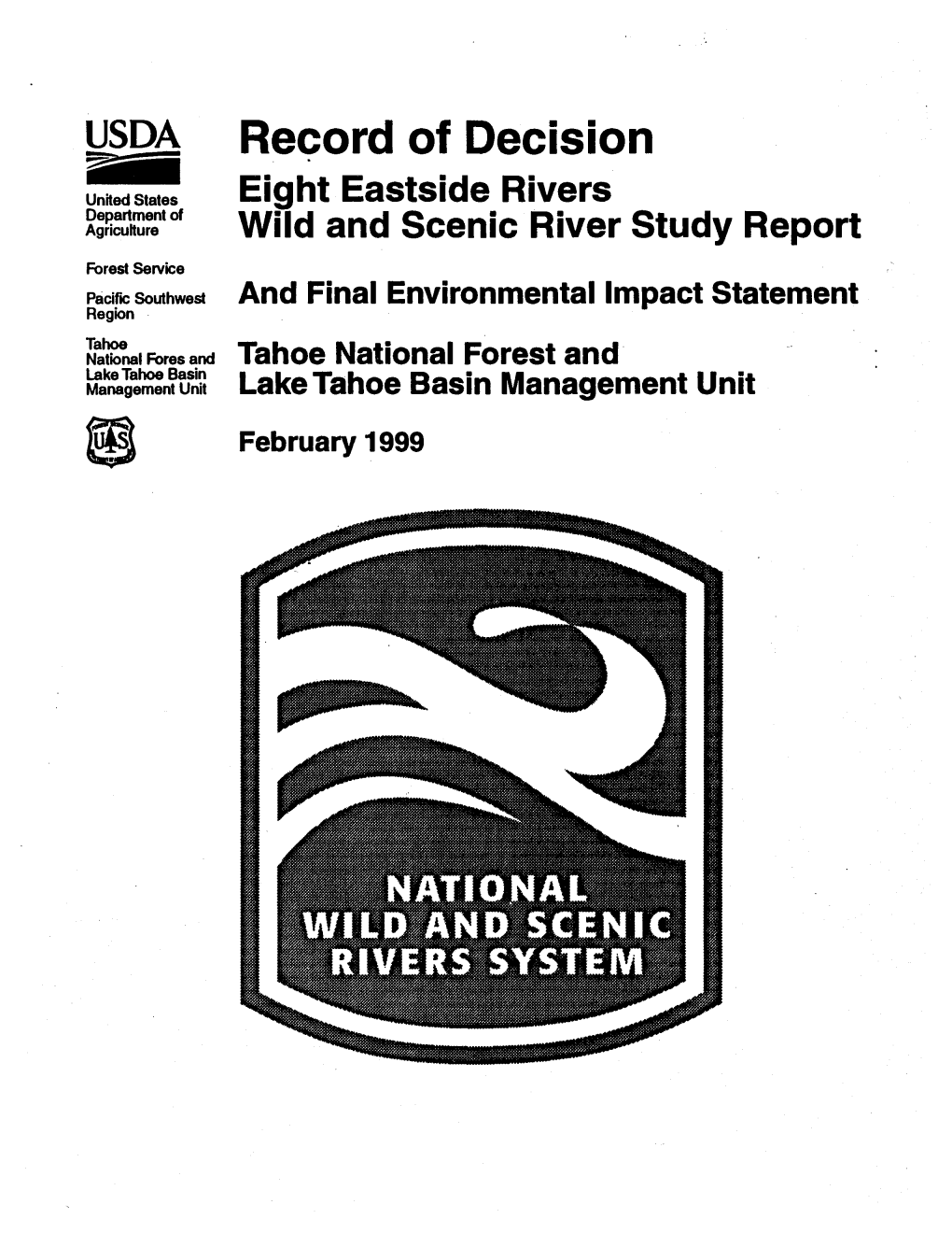 Eight Eastside Rivers Wild and Scenic River Study Report, Record Of