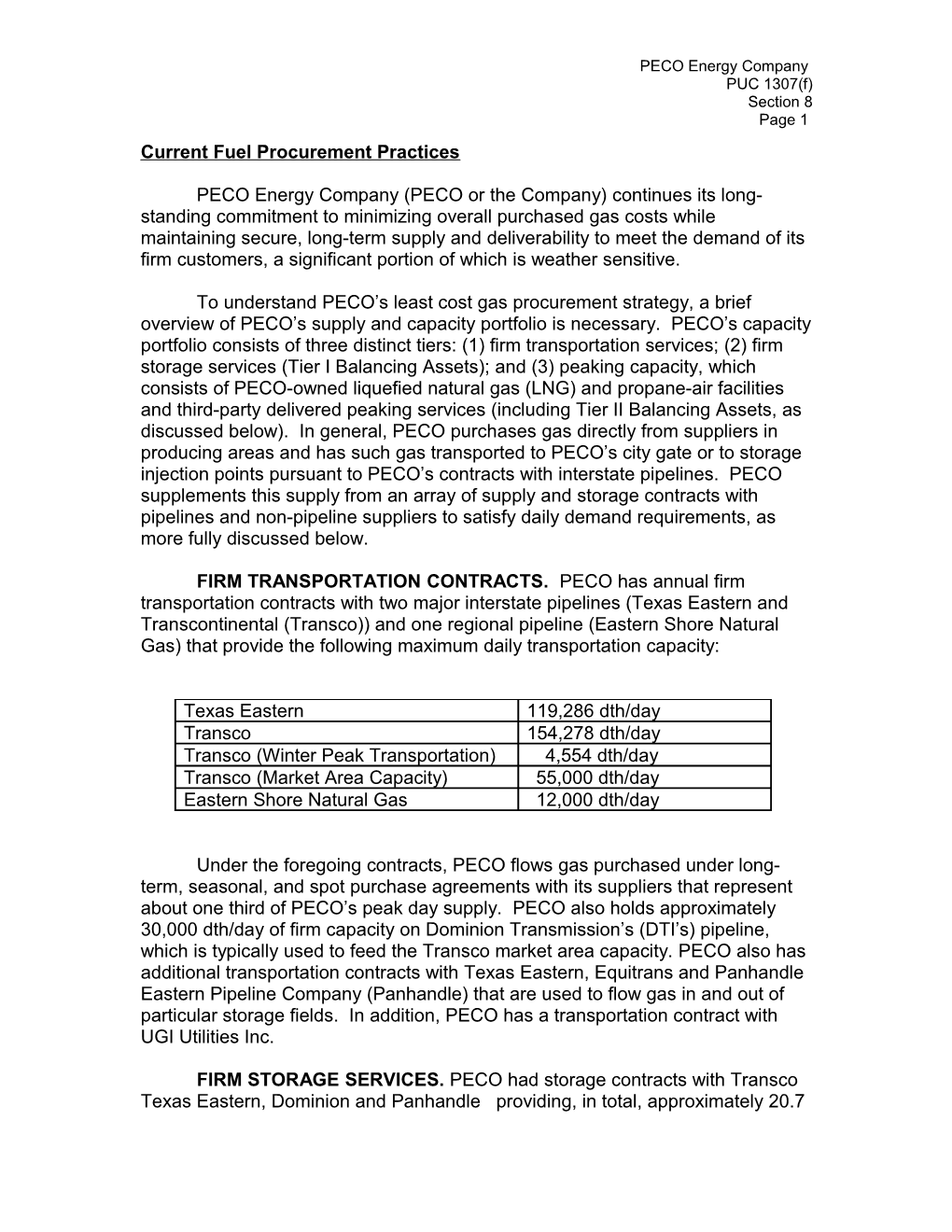 Current Fuel Procurement Practices