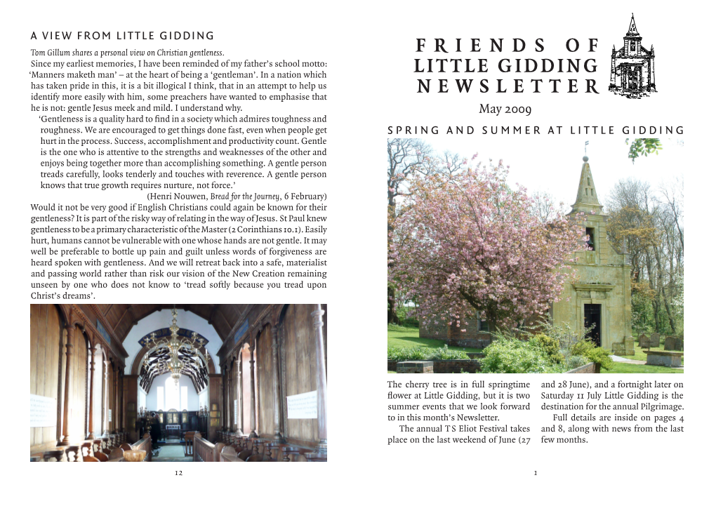 Friends of Little Gidding Newsletter