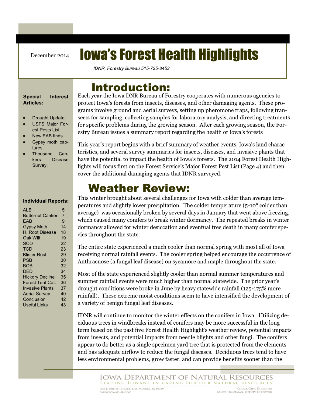 Iowa's Forest Health Highlights