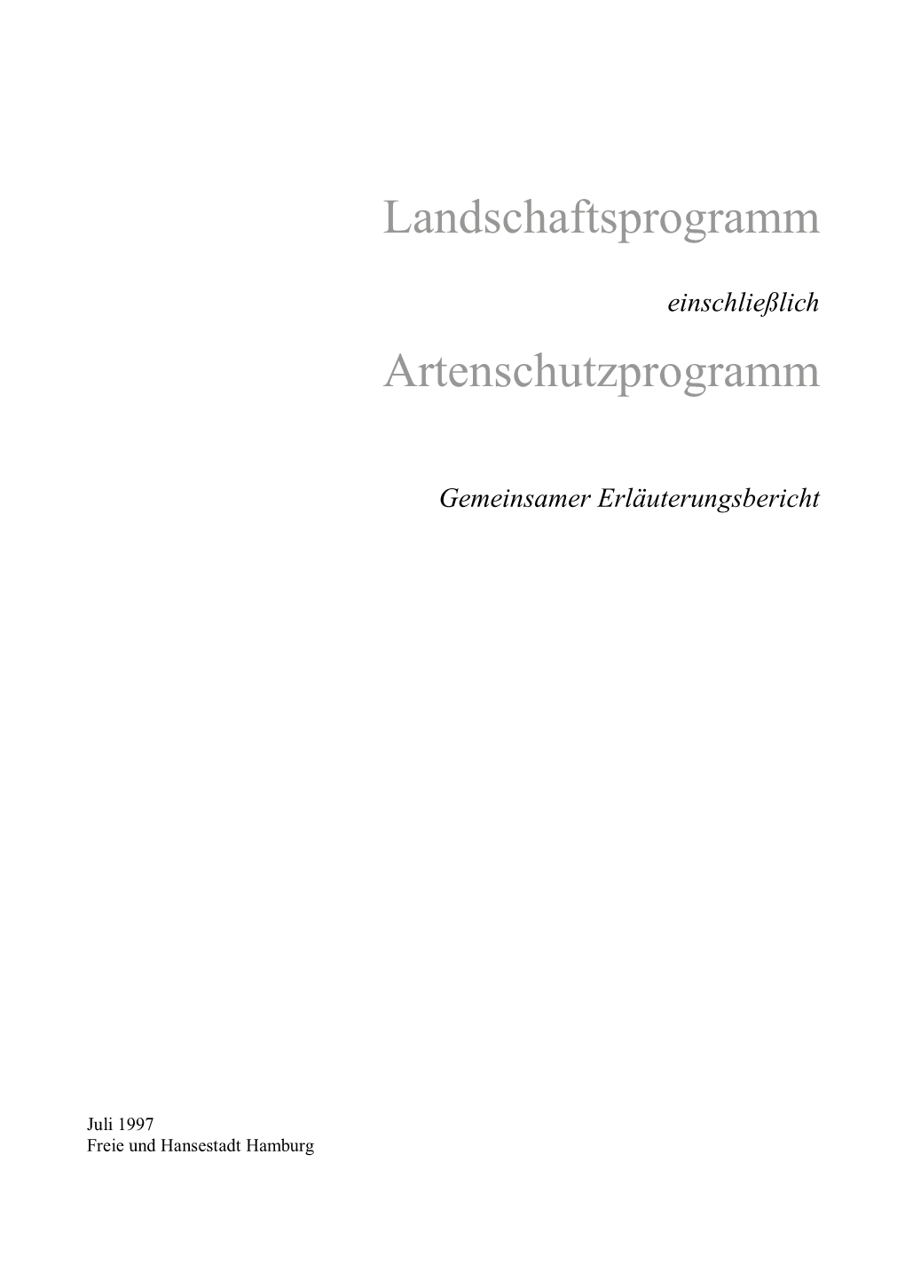 Landschaftsprogramm Einschließlich Artenschutzprogramm