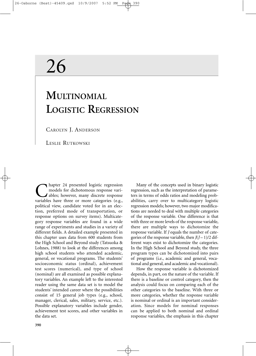 Multinomial Logistic Regression