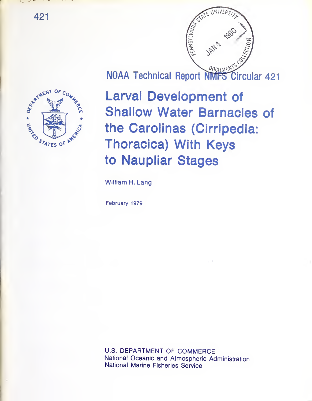 Larval Development of Shallow Water Barnacles of the Carolinas (Cirripedia