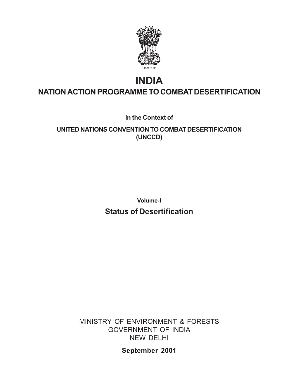 India Nation Action Programme to Combat Desertification