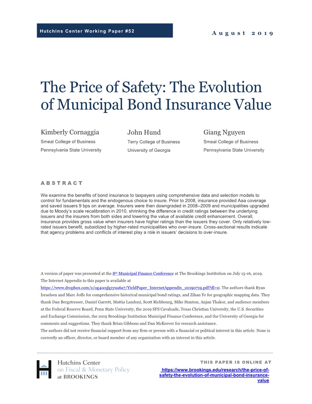 The Price of Safety: the Evolution of Municipal Bond Insurance Value