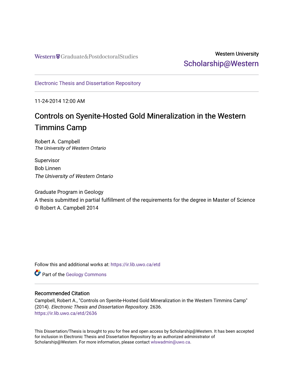 Controls on Syenite-Hosted Gold Mineralization in the Western Timmins Camp