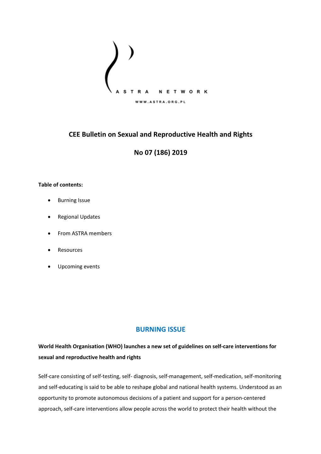 CEE Bulletin on Sexual and Reproductive Health and Rights No