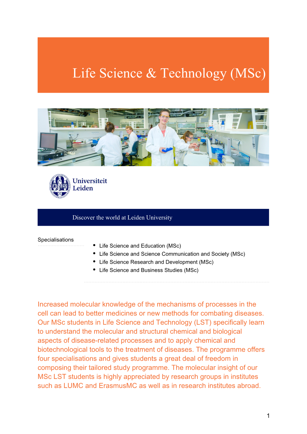 Life Science & Technology (Msc)