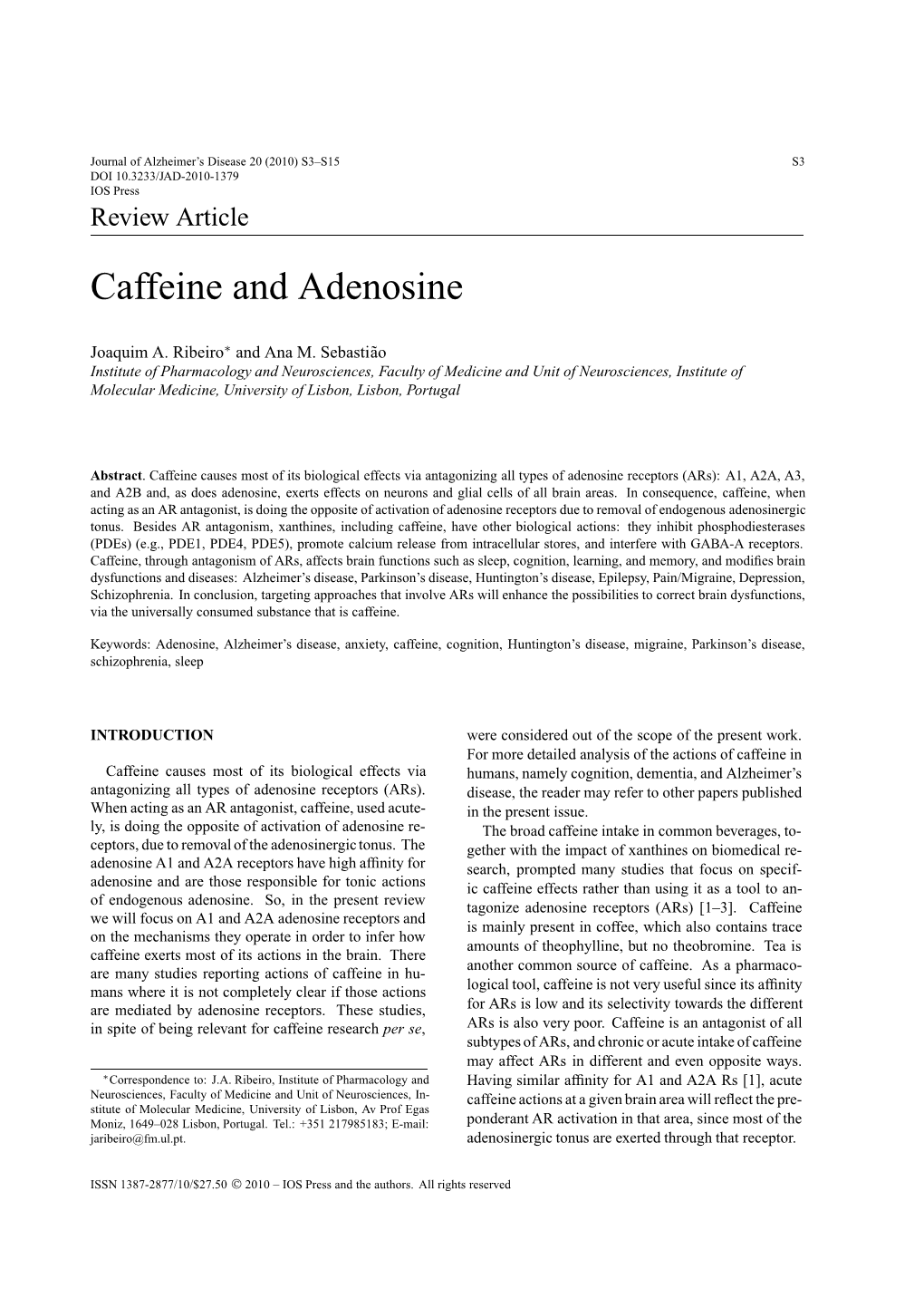 Caffeine and Adenosine