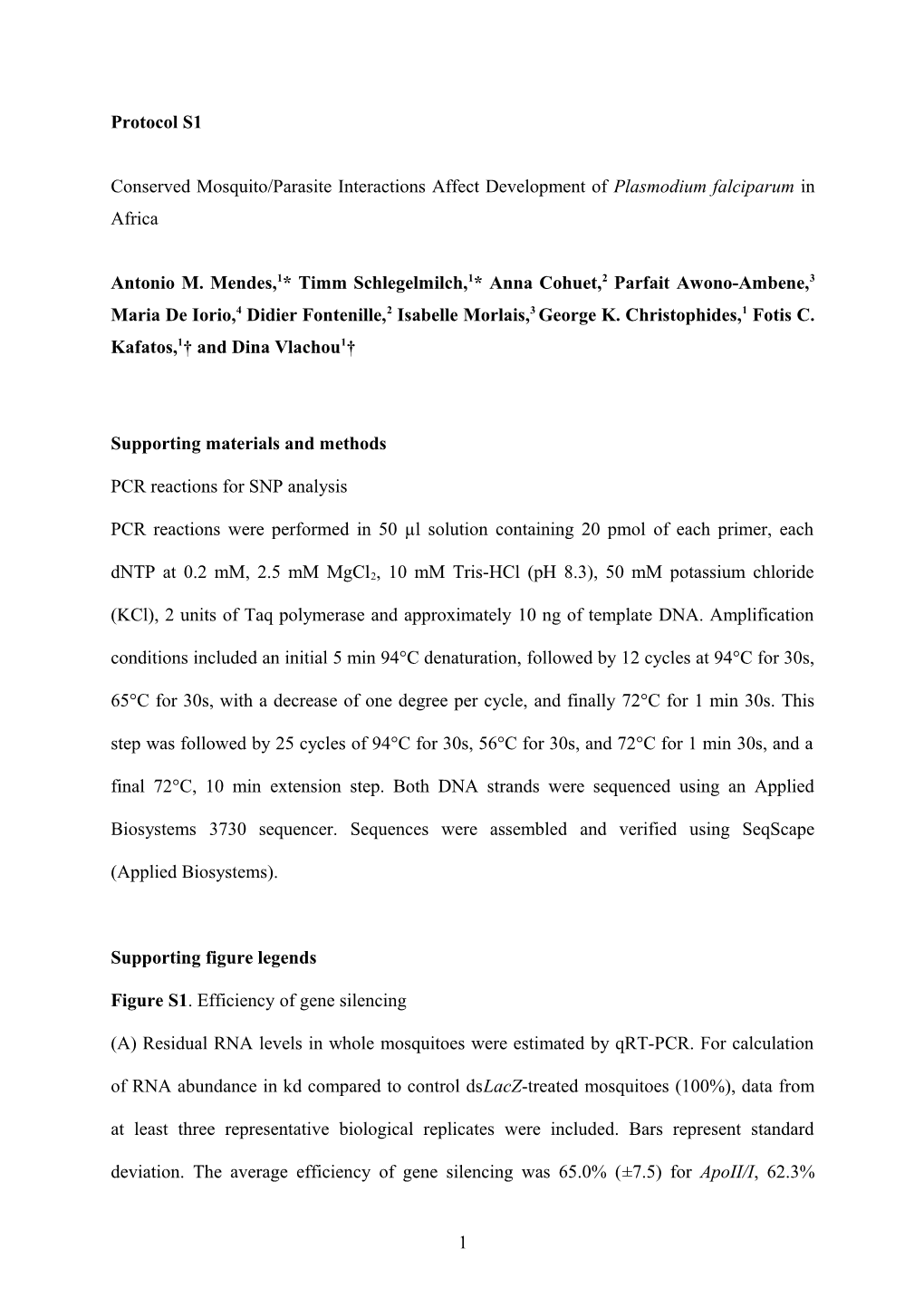 Conserved Mosquito/Parasite Interactions Affect Development of Plasmodium Falciparum in Africa