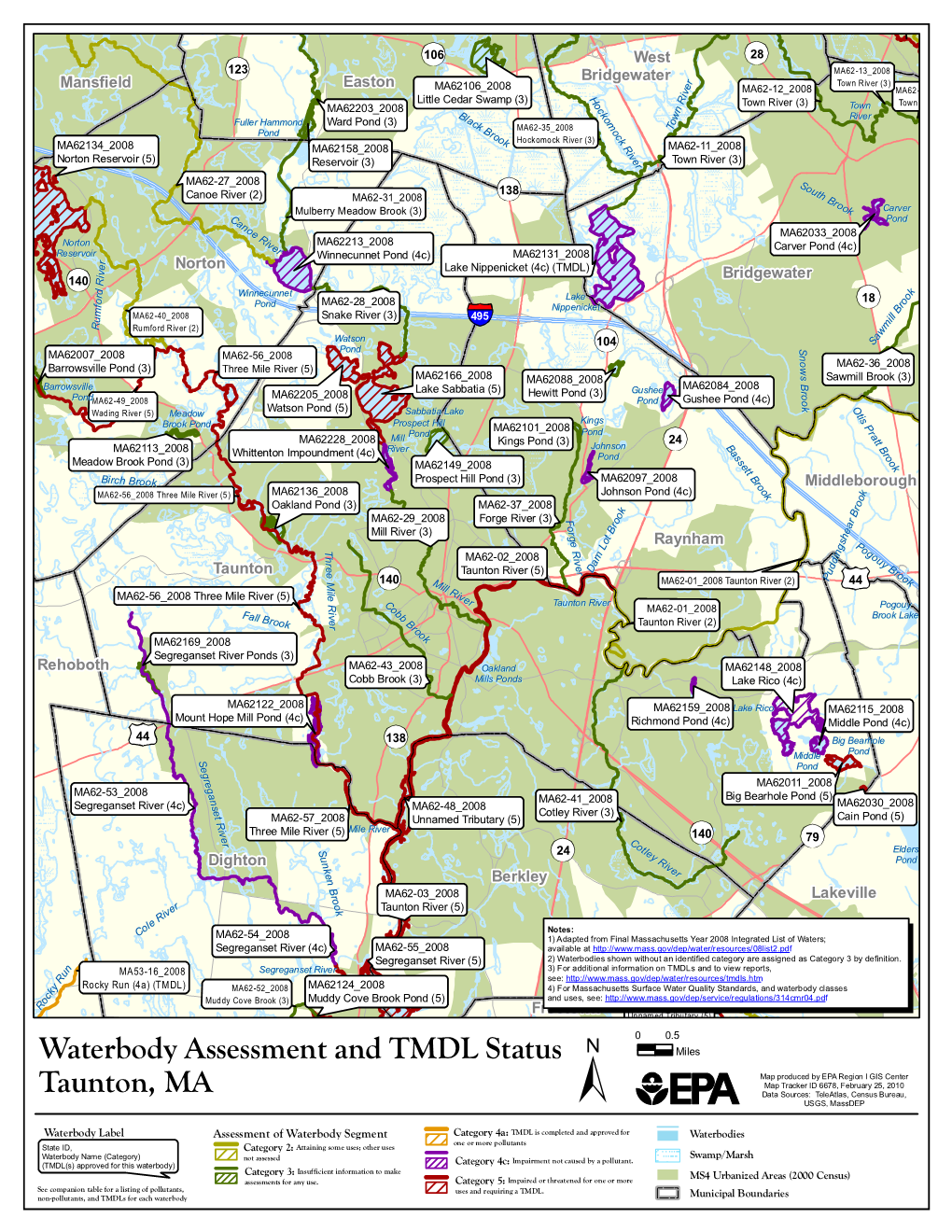 Taunton, MA Waterbody Assessment, 305(B)/303(D)