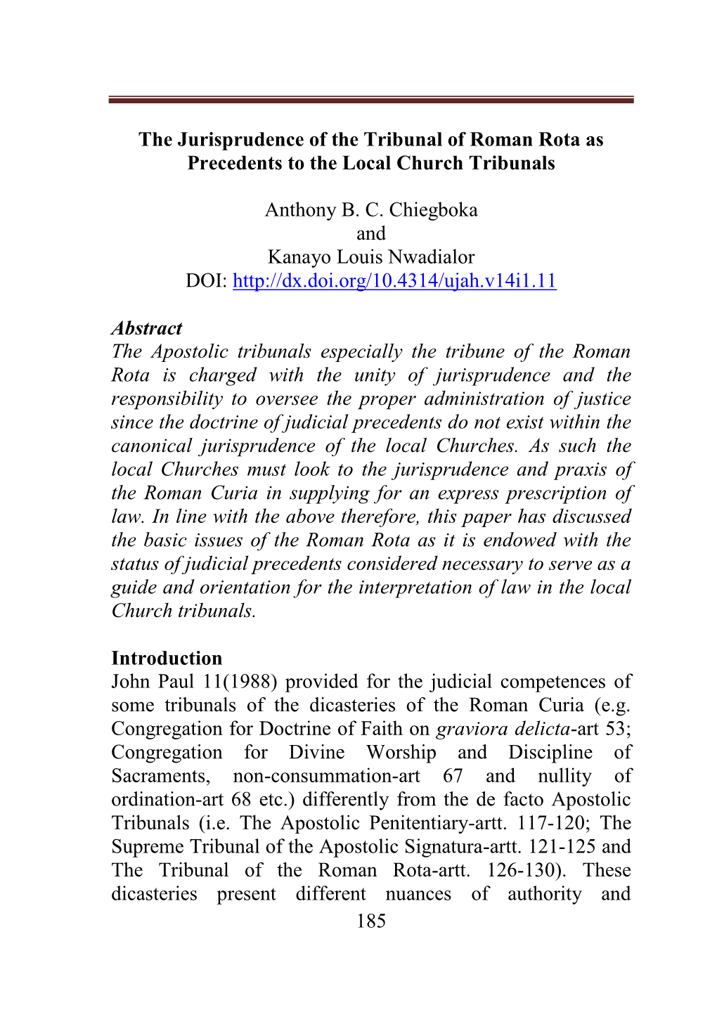 The Jurisprudence of the Tribunal of Roman Rota As Precedents to the Local Church Tribunals