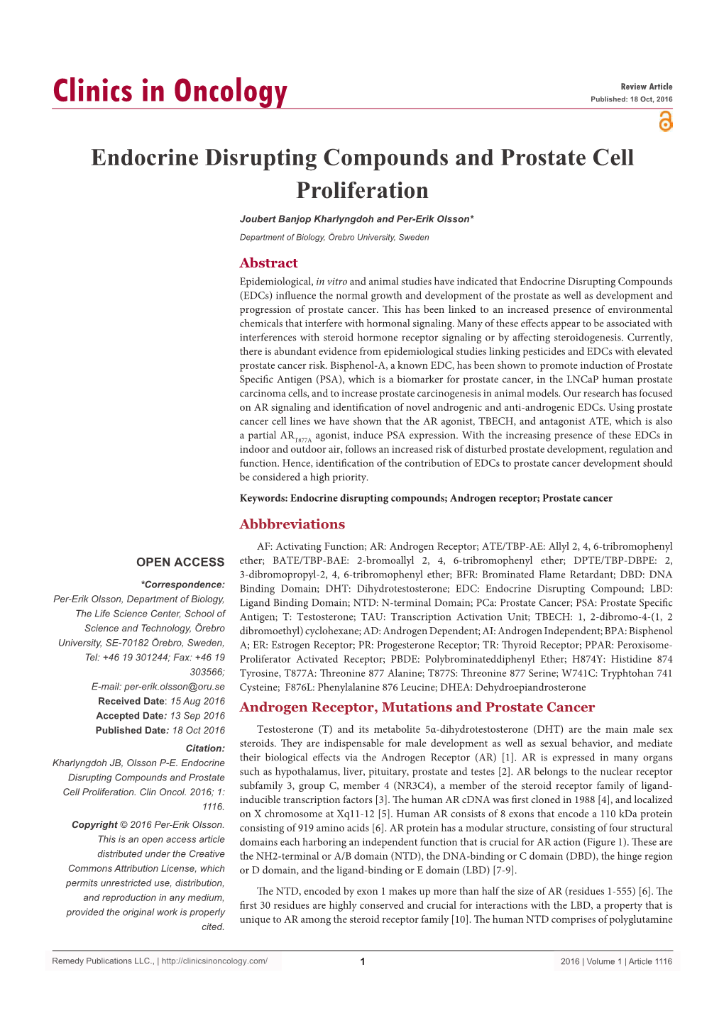 Endocrine Disrupting Compounds and Prostate Cell Proliferation