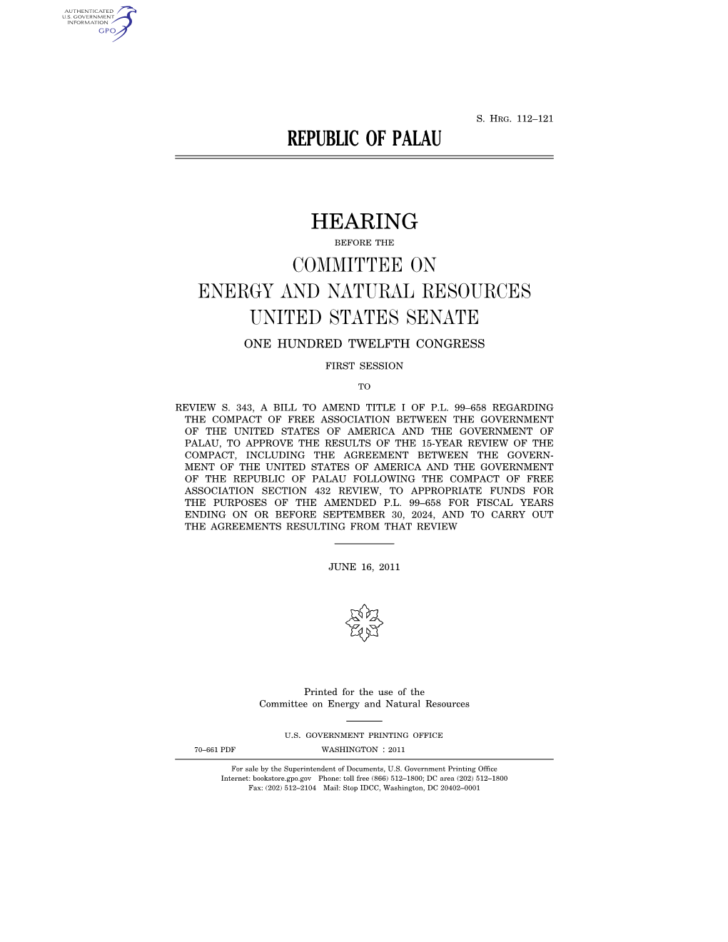 Republic of Palau Hearing Committee on Energy And