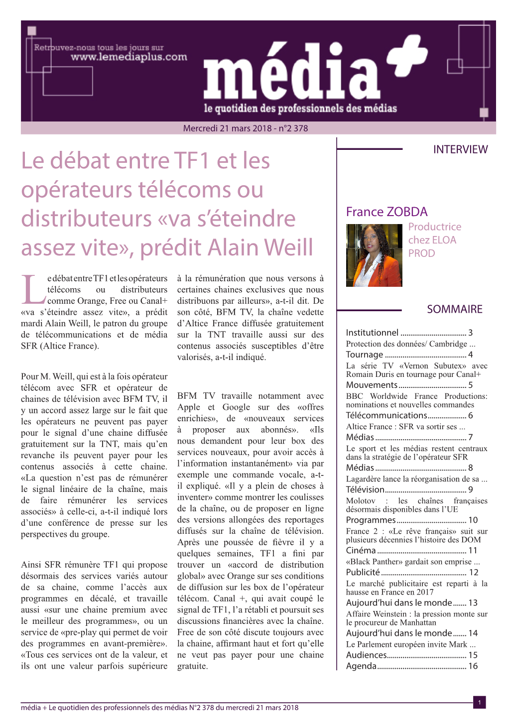 Le Débat Entre TF1 Et Les Opérateurs Télécoms Ou Distributeurs «Va S