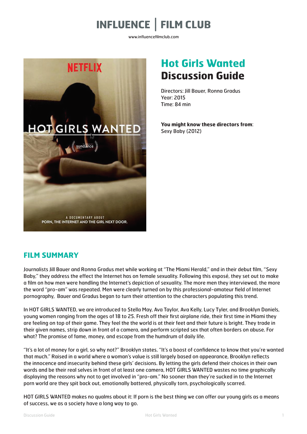 Hot Girls Wanted Discussion Guide