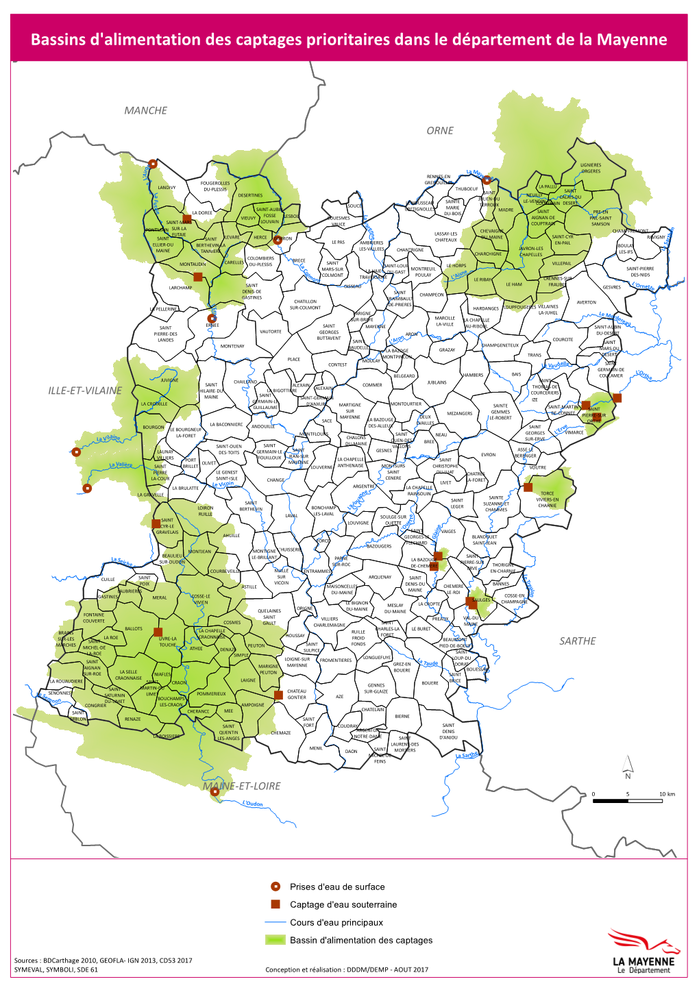 Bassins D'alimentation Des Captages Prioritaires Dans Le Département De La Mayenne