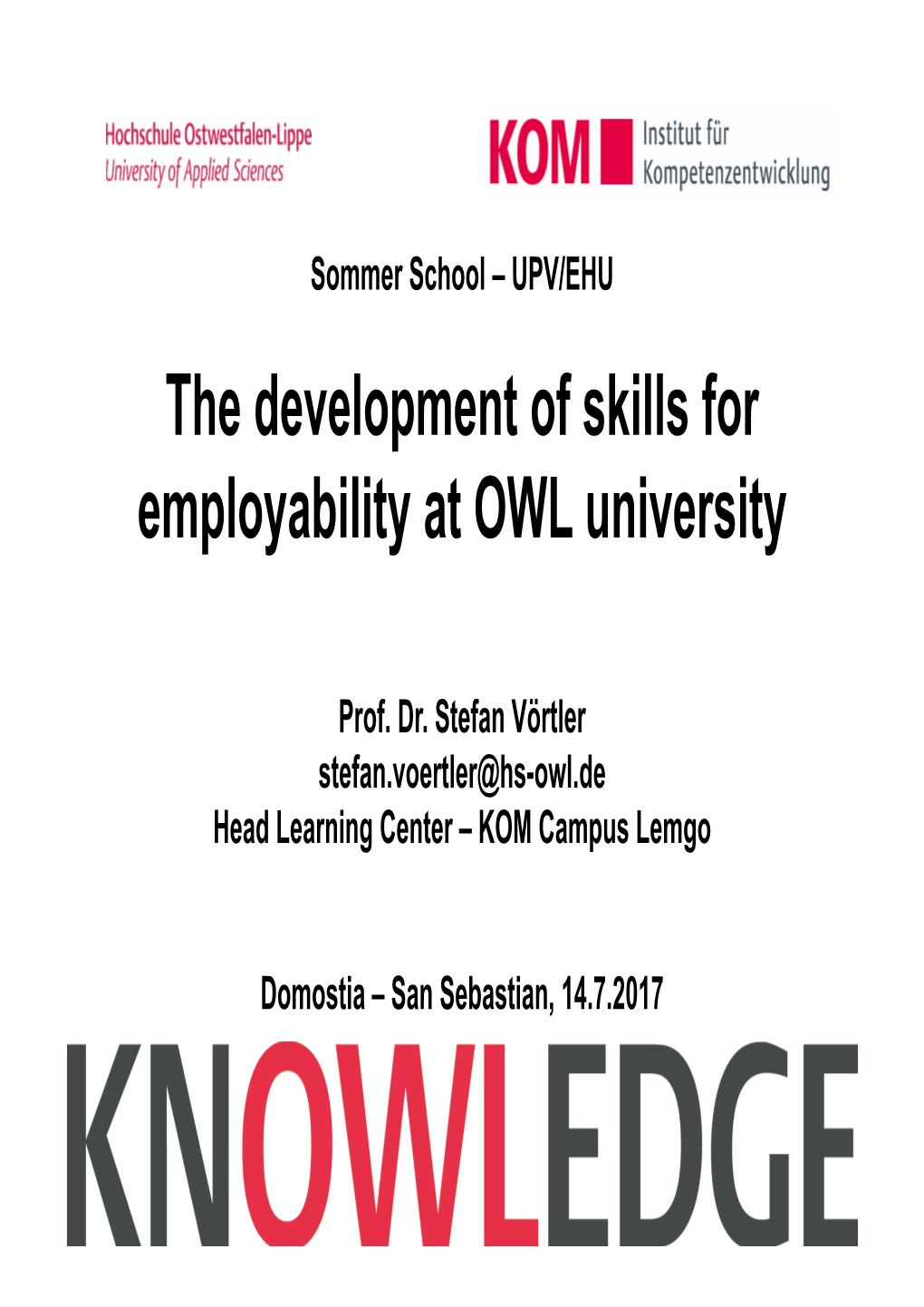The Development of Skills for Employability at OWL University