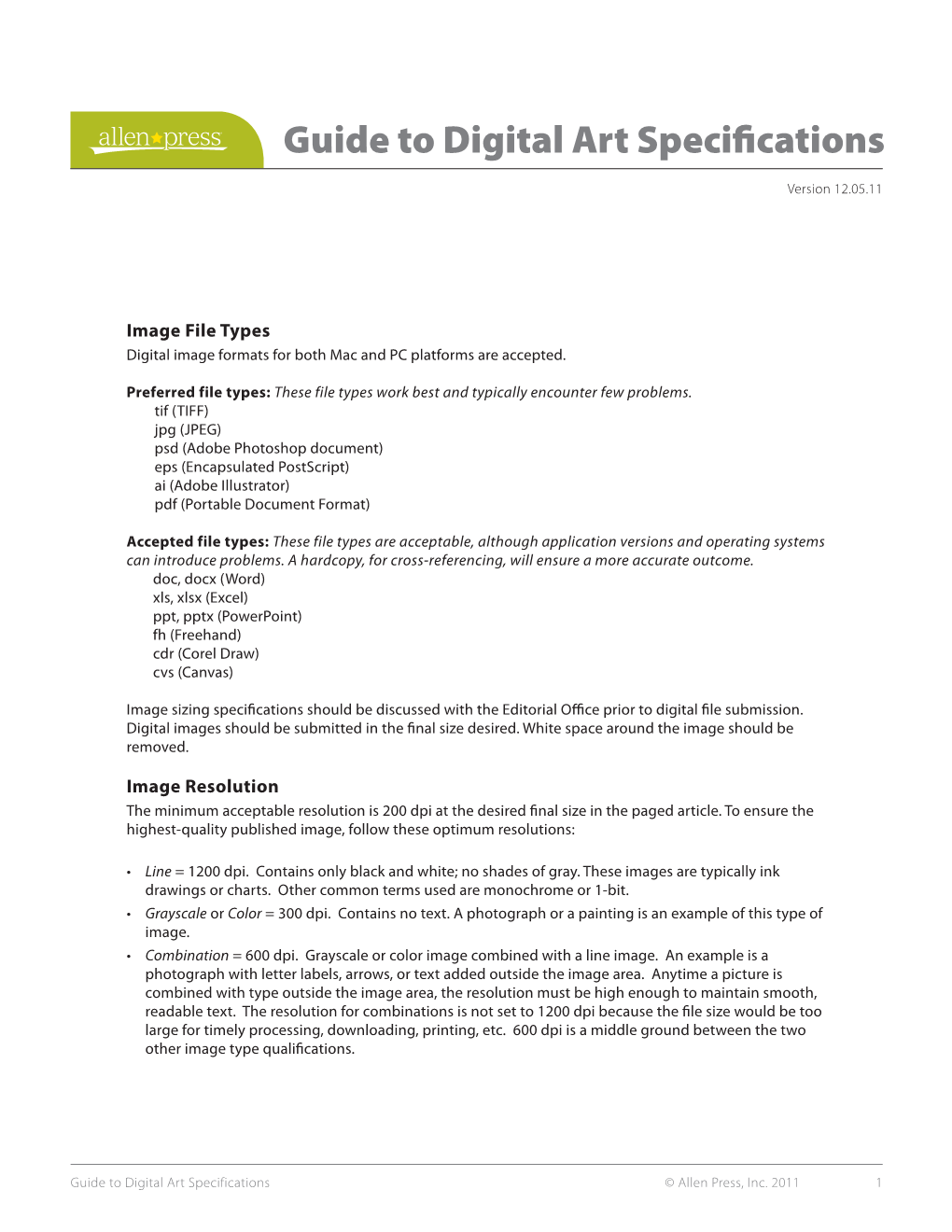 Guide to Digital Art Specifications