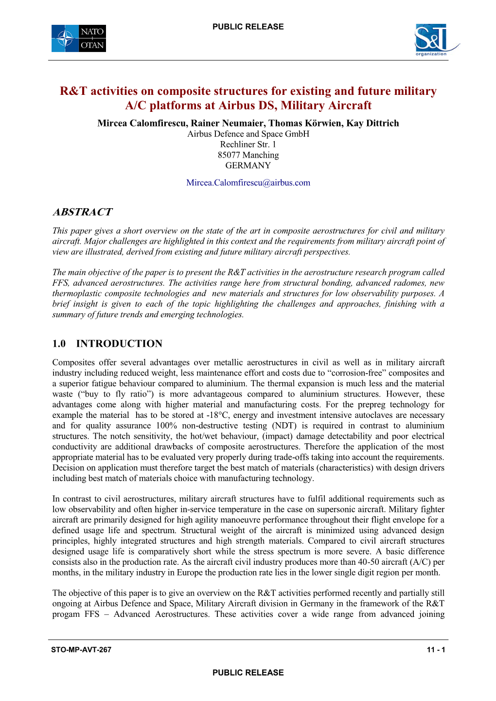 R&T Activities on Composite Structures