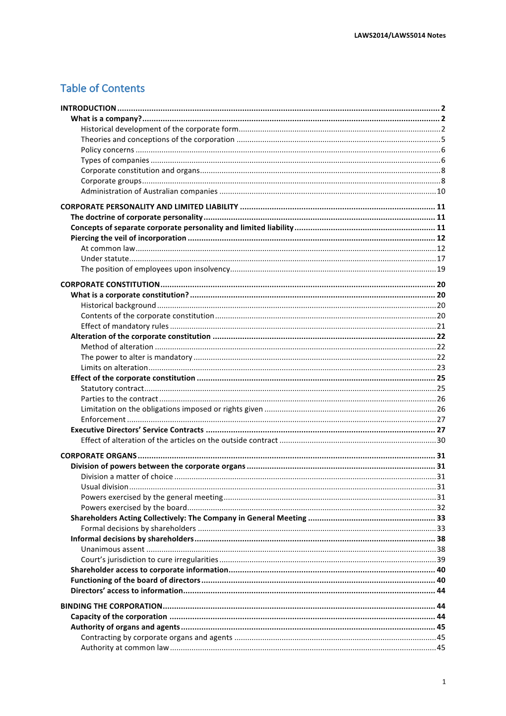 Table of Contents