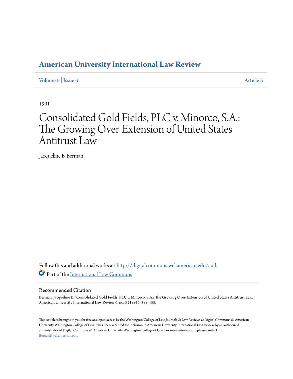 Consolidated Gold Fields, PLC V. Minorco, SA