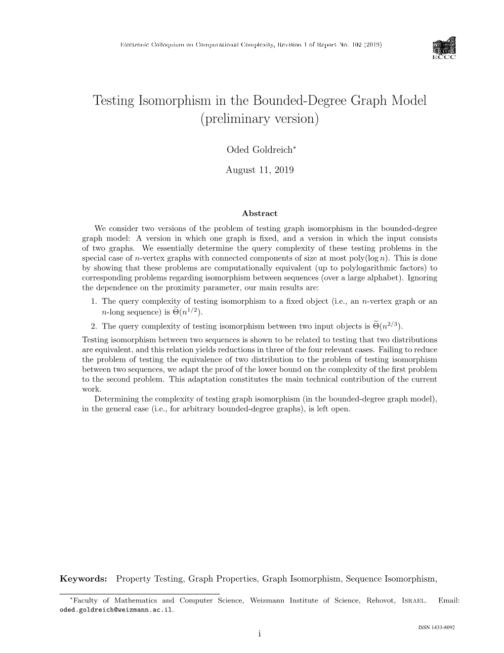 Testing Isomorphism in the Bounded-Degree Graph Model (Preliminary Version)